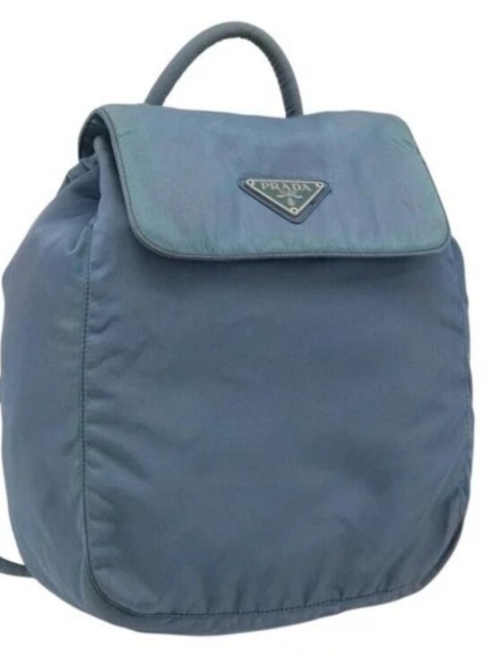 PRADA Handbags - PRADA Backpack Nylon Baby Blue Silver Auth ti3674